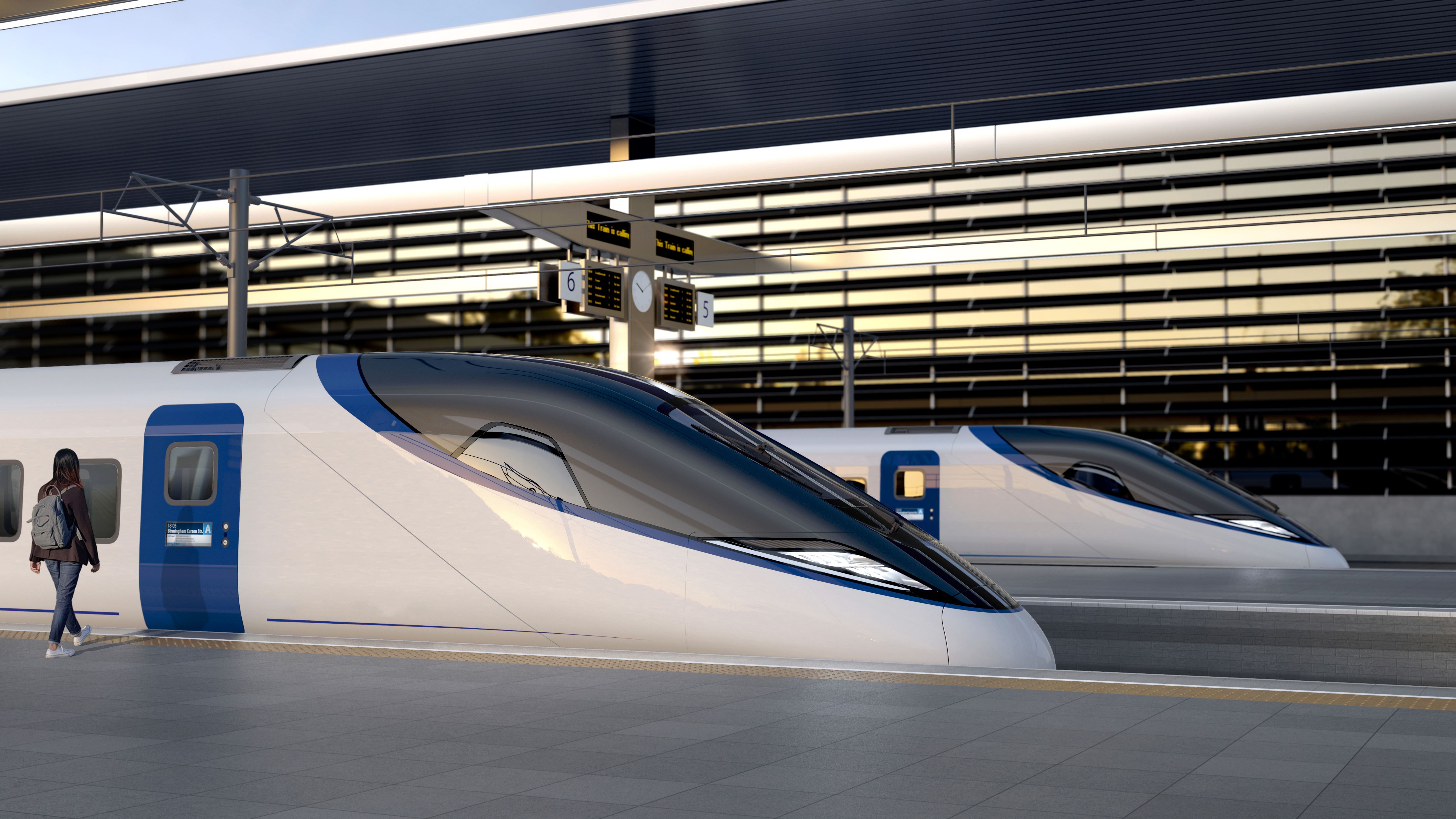 Artists impression of an HS2 train at a platform v2